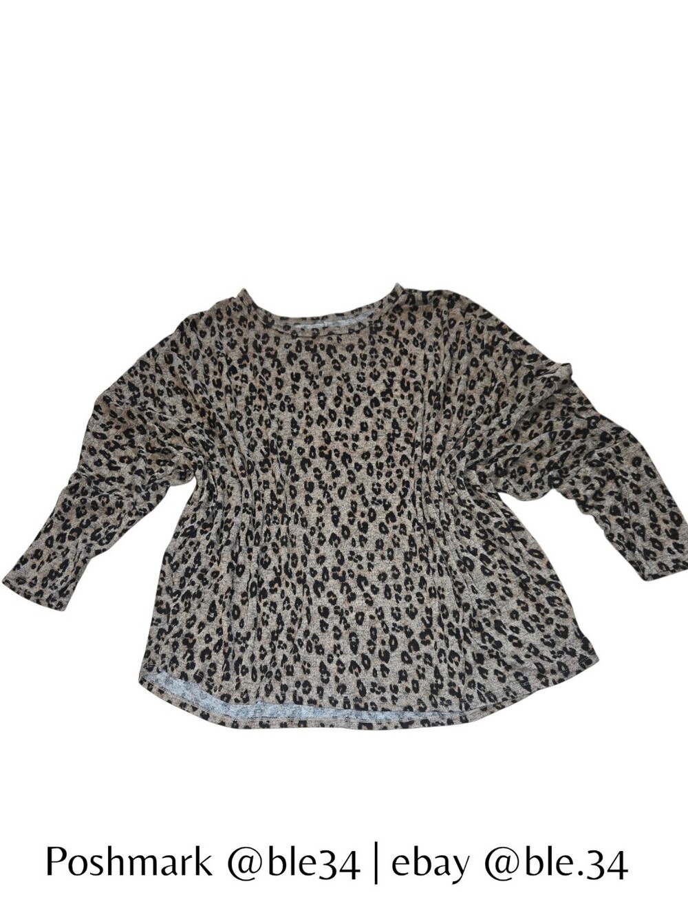 *SALE* maurices 24/7 Leopard Print Round Neck Pullover Sweater Brown Black Beige